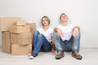 Young couple moving in new house
