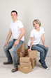 Young couple moving in new house