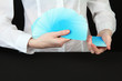 Hand with business cards. Concept: Business like poker game.
