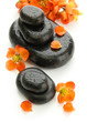 Spa stones and flowers isolated on white