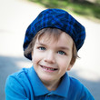 Closeup portrait of cute little boy laughing