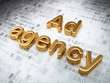 Advertising concept: Golden Ad Agency on digital background