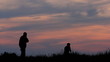 silhouettes of volleyball players