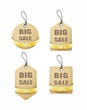 Vettoriale: set of big sale paper labels with yellow ribbon set of big sale paper labels with yellow ribbon