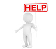 Illustration: 3d cartoon man with Help board sign 3d cartoon man with Help board sign