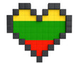 Pixel Heart as Lithuania Flag