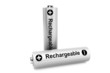 Two batteries on a white