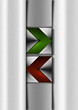 Illustration: Green and Red Arrows Metal Background Green and Red Arrows Metal Background