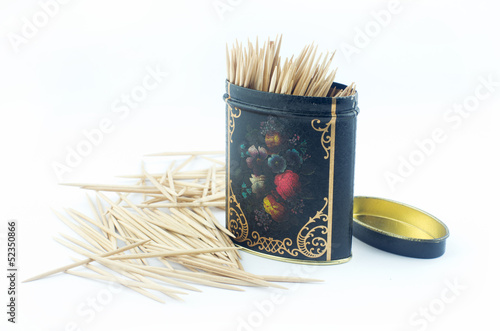 Photo: toothpicks in stylish metal box toothpicks in stylish metal box