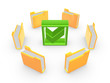 Illustration: Yellow folders around green tick marks. Yellow folders around green tick marks.
