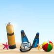 Scuba gear on a beach