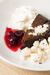 Atrractive dessert from different ingridients on plate
