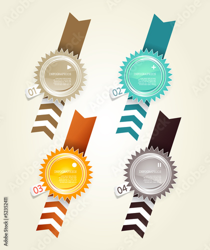 Vector: Four colored paper circles with place for your own text. Four colored paper circles with place for your own text.