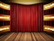 red fabric curtain on golden stage
