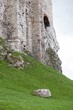 Medieval stone castle ruins, illustration