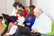 happy  family using few laptops