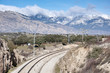 Photo: Rail road next to Guadarrama Mountains, Madrid, Spain Rail road next to Guadarrama Mountains, Madrid, Spain