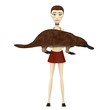 3d render of cartoon character with platypus