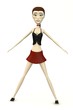 cartoon female character in casual clothes poses