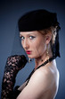 young woman with hat and veil