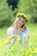 woman with flower wreath