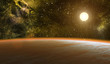 Planet with bright star on nebula background. With lens flare.