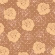 Vektor: Seamless floral pattern roses on dots brown background Seamless floral pattern roses on dots brown background