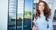 Photo: Smiling Young Pretty Female Student Standing Outside Smiling Young Pretty Female Student Standing Outside