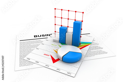 Illustration: Business chart with growth graph. Business chart with growth graph.