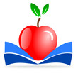 School book with apple