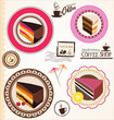 Set of cake and coffee labels