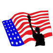 Statue of Liberty and Flag