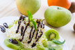 milk cheese with kiwi