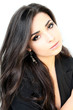 Sensual girl in topless with black jacket portrait Sensual girl in topless with black jacket portrait