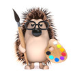 Cute hedgehog is an artist