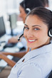 Close up of a call centre agent