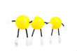 Three  toy little men on a white background