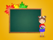 illustration of a girl near a school board