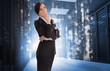 Businesswoman contemplating in data center