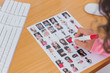 Overhead of contact sheet being edited