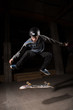 Skater doing kickflip trick