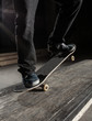 Close up of skater doing manual trick