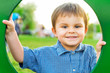 Little boy at playhouse