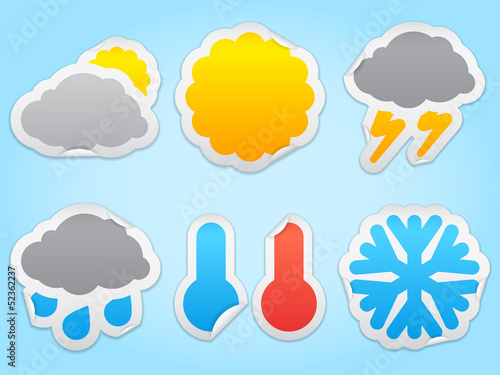 Vector: Paper weather icons. Transparent shadows. Paper weather icons. Transparent shadows.