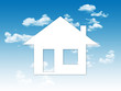 paper house on a blue sky backgroung