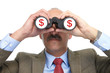 Dollar. The businessman and binoculars