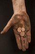 Dirty hand with coins 4