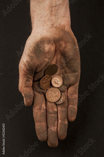 Photo: Dirty hand with coins 3 Dirty hand with coins 3