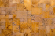 Photo: Masonry stonewall composition slate golden stone Masonry stonewall composition slate golden stone