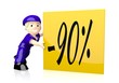 3d graphic of a nice discount icon  on yellow post box